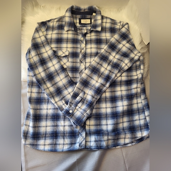 Weatherproof Blue and White Checkered Men's Flannel Shirt, Size XXL - Picture 6 of 6